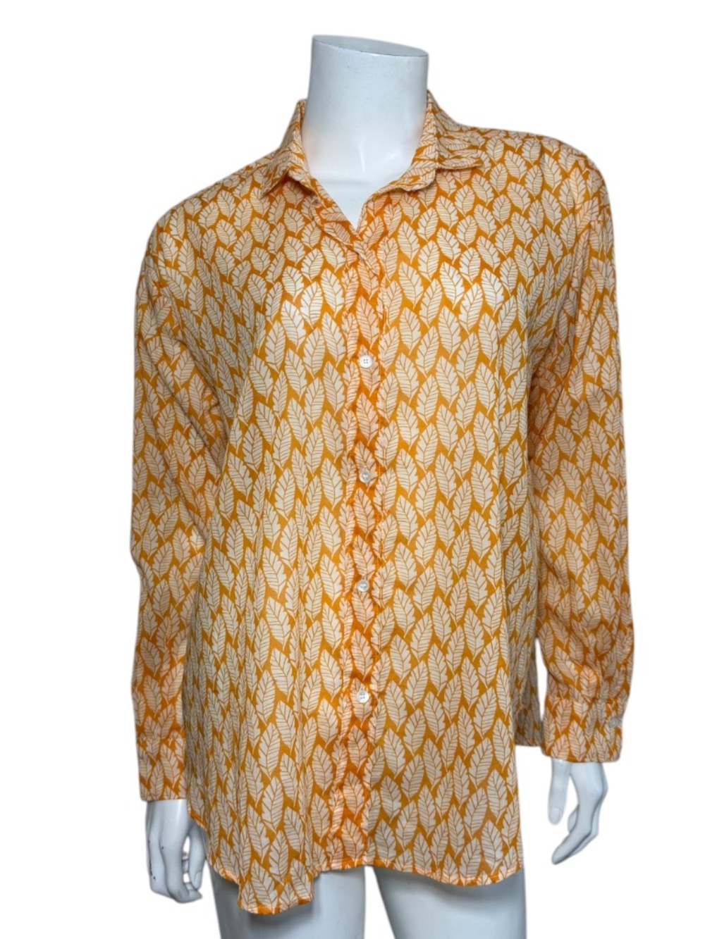 HARTFORD Cotton Button Up Shirt in Marigold Feather Size 2